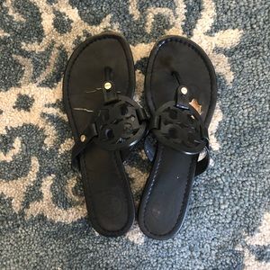 Tory Burch Leather Miller Sandal in Black Leather